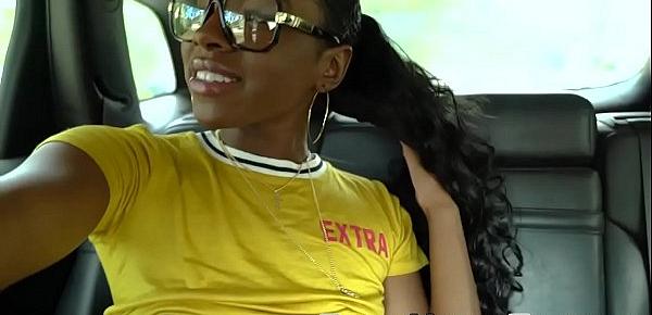  Classy black teen in spectacles sucks in pov